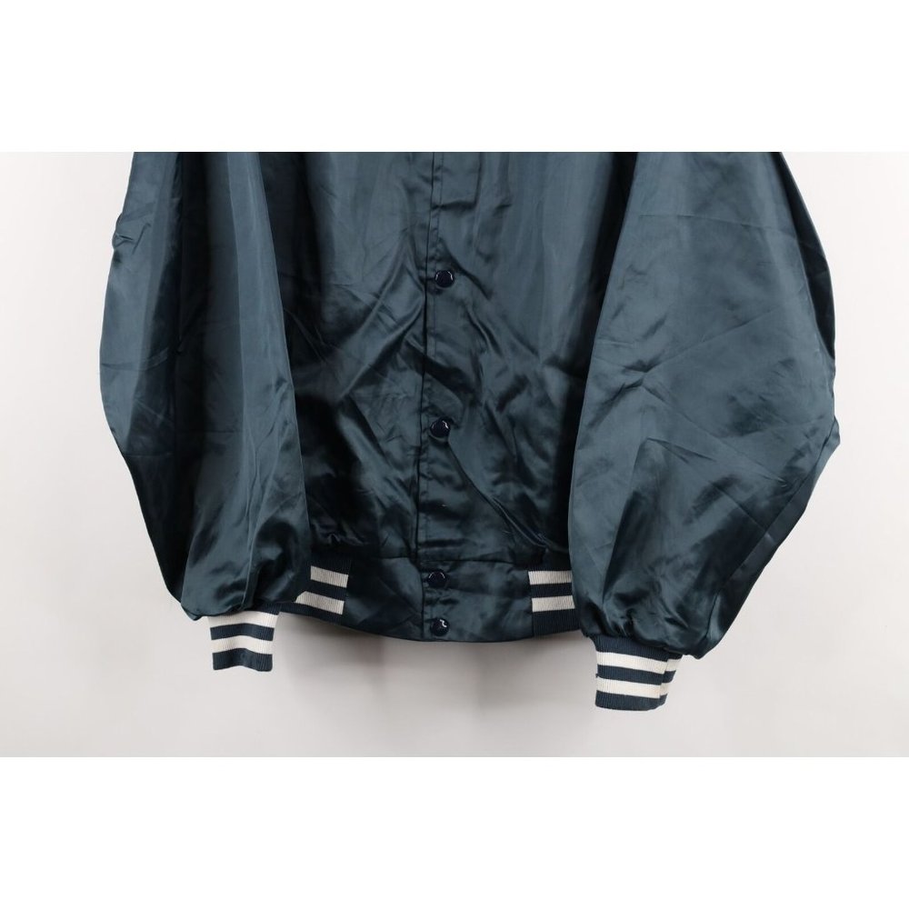 Vintage 80s Streetwear Mens Xl Lined Lumber Yard Satin Bomber Jacket Blue Usa View 3